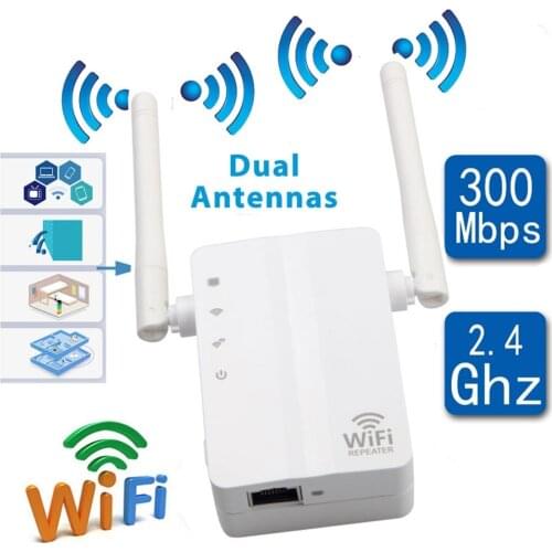 Mini Wifi Repeater Repetidor Wireless Wifi Repiter Signal Booster Amplifier 2.4G Wifi Extender 300Mbps with Dual 2DB Antenna