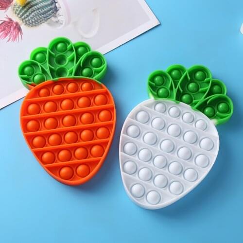 Cartoon Carrot Push Bubble Fidget Toy Autism Special Needs Fidget Squeeze Stress Reliever Toys Concentration for Adults Kids