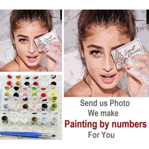 Customized Oil Painting by Numbers Drawing on Canvas from customer picture, pets kids family photo change into painting decor