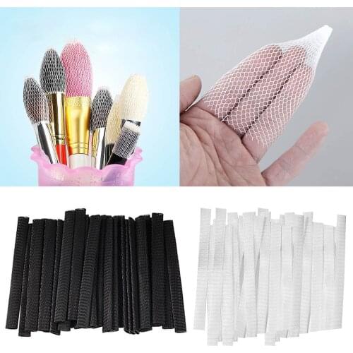 50pcs Makeup Brushes Net Protector Guard Elastic Mesh Beauty Make Up Cosmetic Brush Pen Cover Sheath Net Without Brush tool