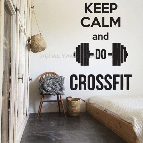 Wall Decals Bedroom Quotes Keep Calm And Do Crossfit Motivation Workout Gym Vinyl Wall Sticker Fitness Sport Bodybuilding 1540