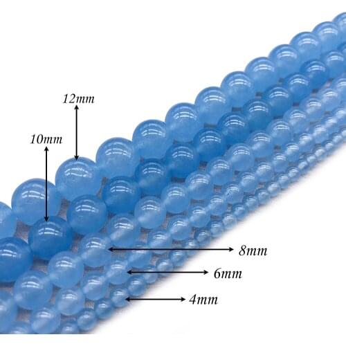 Natural Stone Blue Chalcedony Round Loose Charm BeadsFitMulti-purpose Jewelry Making 4 6 8 10 12MMPick Size J305