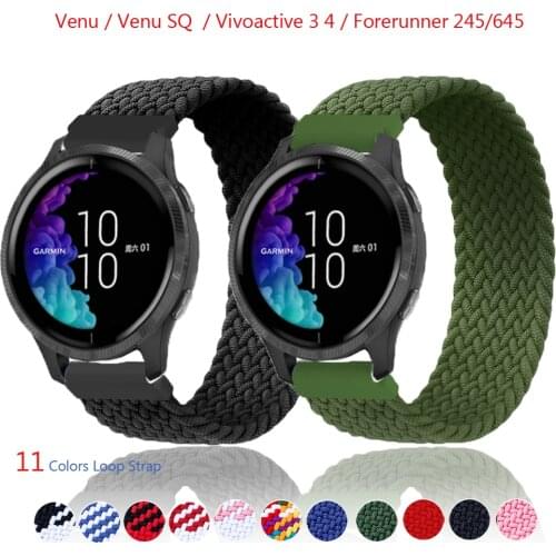 Nylon Strap For Garmin Venu SQ/Venu Watchband Elastic Bracelets for garmin Vivoactive 3 4 Forerunner 245 645 Braided Wrist Bands