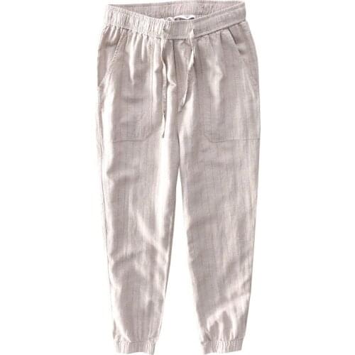 2019 new arrive summers thin male straight casual linen pure long pants businese plus size men trouser