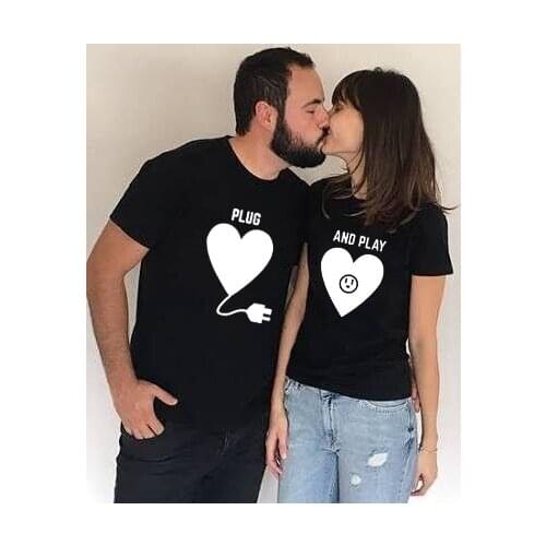 Husband Wife Clothes Love Plug and Play Couple T Shirt Lovers Korean Harajuku Ulzzang Matching Couples Shirts Summer