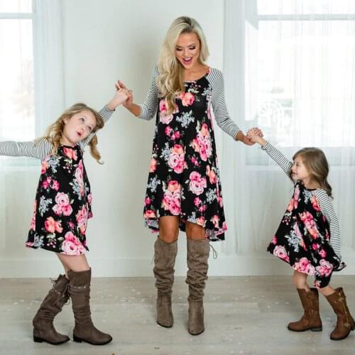Mother And Daughter Matching Clothing 2-8T Floral Dress Mom Girls Family Clothes Outfits 2020 Summer Family Matching Outfits
