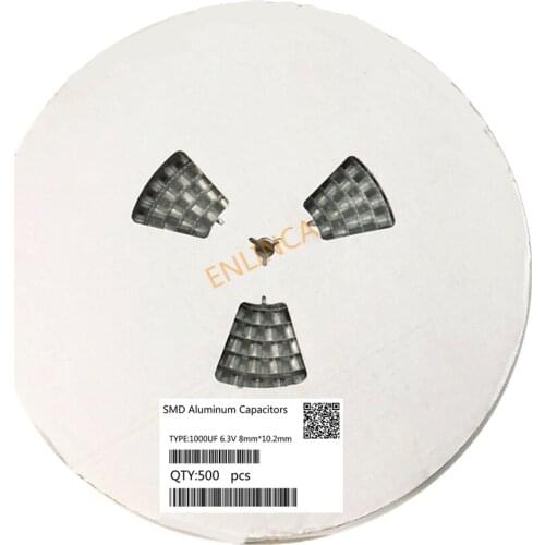 Original 500pcs 1000UF 6.3V 8mm*10.2mm SMD Aluminum electrolytic capacitor Full Reel