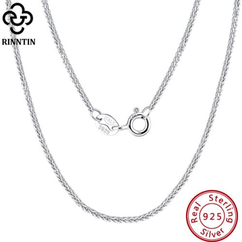 Rinntin 925 Sterling Silver Italian Handmade 1.2mm Chopin Chain Necklace for Women Fashion Simple Basic Chain Jewelry SC53
