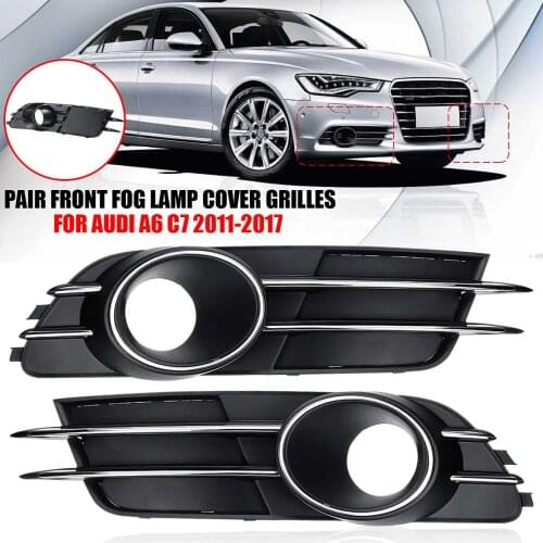 Pair Car Front Bumper Light Grills in Racing Grills Auto Accessories Trim With Chromed Decoration for AUDI A6 C7 2011-2017