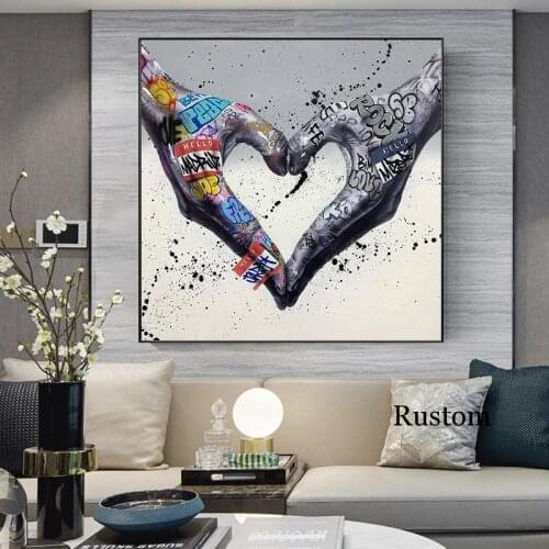 Graffiti Poster Modern Fashion Canvas Picture for Home Design Wall Art Prints Living Room Decoration Love Heart Quotes Frameless