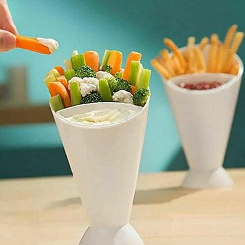 Portable Tray Container Fries Cup Kitchen Potato Tool Salad Cup Kitchen Fries Handle Cup Fries Salad Plastic Sauce Ket Cup