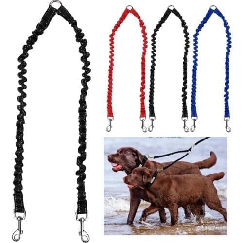 Walk 2 Two Dogs Leash Coupler Double Twin Lead Walking Leash Dog Walking Lead Bungee Elastic Pet Dog Coupler Leash Double Dog