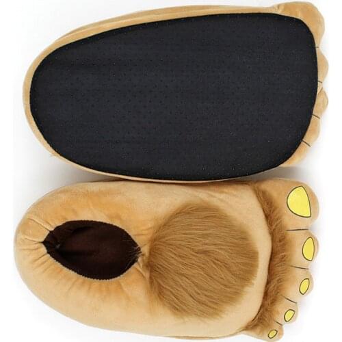 Furry Warm Slippers Big Hairy Unisex Savage Hobbit Feet Plush Home Slippers Halloween Shoes AIC88