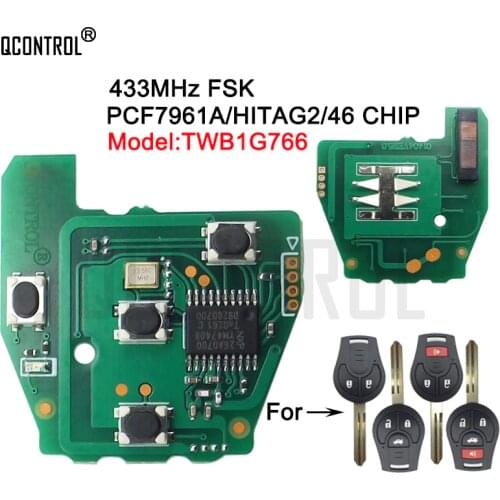 QCONTROL Car Control Remote Key Circuit Board 433MHz For Nissan Micra Note 2014 2015 2016 2017 TWB1G766 not compatible TWB1U761