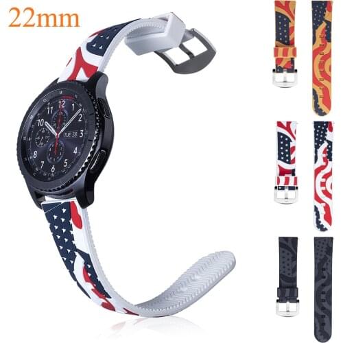 22mm American Flag USA Flag Silicone Strap for Samsung Gear S3 Band for Xiaomi Huami Amazfit Pace Stratos 2 Amazfit 2 Strap