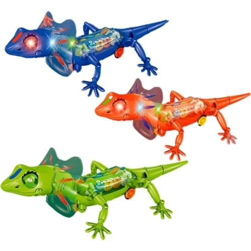 77HD Walking Lizard Model Robotic Toys Battery Operated with Sounds Lights Crawling Removable Tail Funny Animal