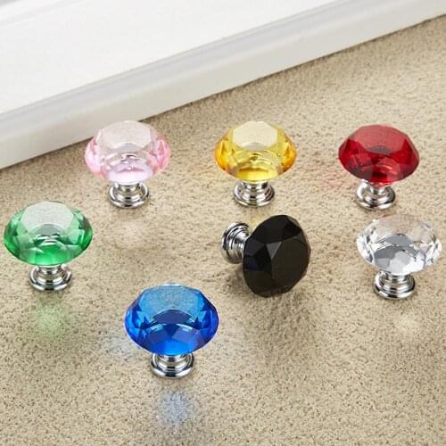 30mm Diamond Shape Design Crystal Glass Knobs Cupboard Pulls Drawer Knobs Kitchen Cabinet Handles Furniture Handle Hardware