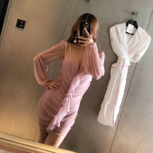 2021 New Long Sleeve One Piece Swimsuit Women Solid Swimwear Monokini Guard Suit High Cut Monokini Bathing Swimskirt