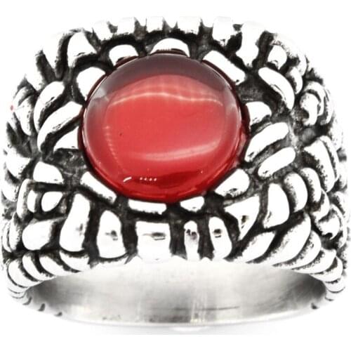 FANSSTEEL Stainless Steel Jewelry Antique Bricks Round Stone Square SignET Ring FSR20W48