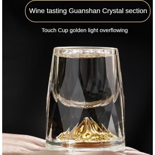 15ML Crystal Glass Small Wine Glass Household Gold Foil Wine Glass Tequila/Vodka/Chinese Moutai Glass Bar Party Whiskey Glass