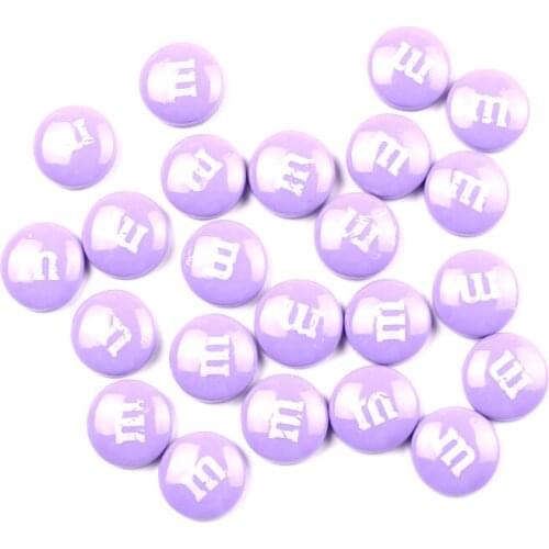50Pcs 14mm Light Purple Resin Decoration Crafts Letter M Bead Flatback Cabochon Scrapbook DIY Accessories Buttons