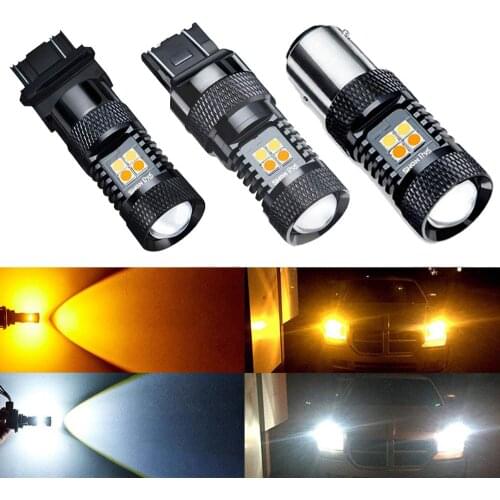 VANSSI 1157 P21/5W,3157 P27/5W,W21/5W 7443 LED Switchback White/Amber Yellow LED Bulbs For Daytime Running/Turn Signal Lights