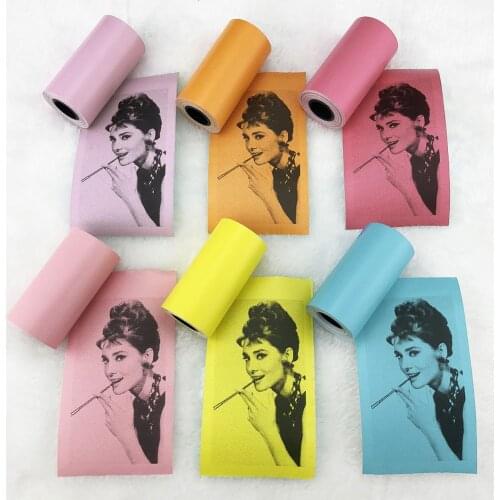 1 Roll 57mm X 30 Mm Thermal Paper Label Paper Adhesive Sticker Photo Paper Blue Pink Yellow For Peripage Paperang Printer