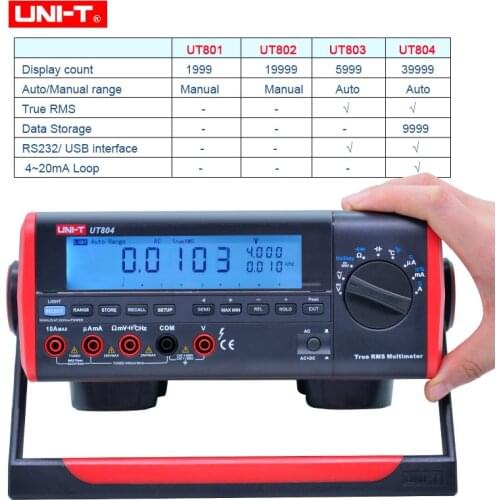 UNI-T Bench Type Digital Multimeter auto range DMM HZ Temperature Tester Capacitor w/hFE Test & USB UT801 802 803 804