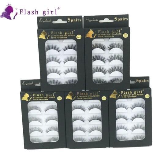 Flash brand F series HOT SALE 5 pairs 3D mink eyelashes 5 models 5 pairs eye lashes with lashes black box