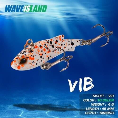 WAVEISLAND New Small Vibrator For Pike Fishing Lure Sinking Water 4.5cm 4g long Trolling Isca Artificial Pesca Bait Double Hooks