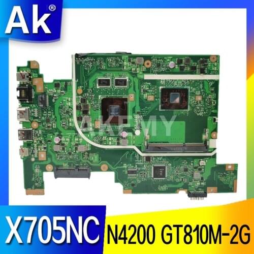 X705NC Laptop motherboard for ASUS Vivobook X705NC X705N original mainboard N4200 CPU GT810M-2GB GPU work 100
