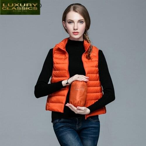 Sleeveless Coat Winter Women Ultra Light White Duck Down Vest Female Slim Vest Womens Windproof Warm Waistcoat LWL1064