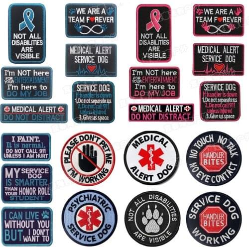 1 Pc 3D Service Dog Vest Hook and Loop Label K9 Embroidered Patch Dog Strap Clothes Vest Applique Training Dog Safety Logo DIY