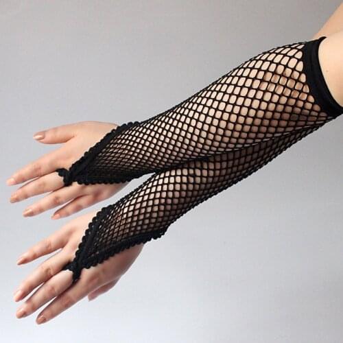 1 Pairs Lace Fingerless Gloves Dress Accessories Arm Elbow Gloves Long Lace Gloves Sexy Floral Print Stretch Women Black White