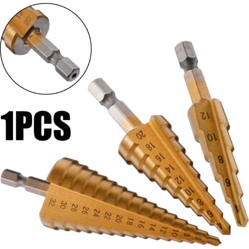 1Pcs HSS Step Drill Bit Titanium Coated Hole Cutter 4-20mm 4-32mm Wood Plastic Hole Cutter Cone Drill