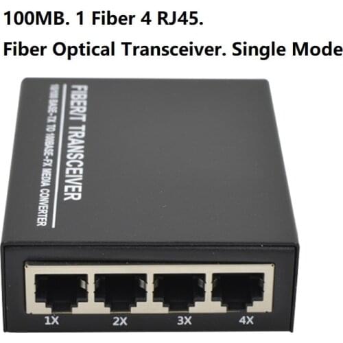 10/100M 1 Fiber port 4 RJ45 Ethernet ports Fiber Optical Transceiver SingleMode Fiber Media Converter Fibre Optical Transceiver