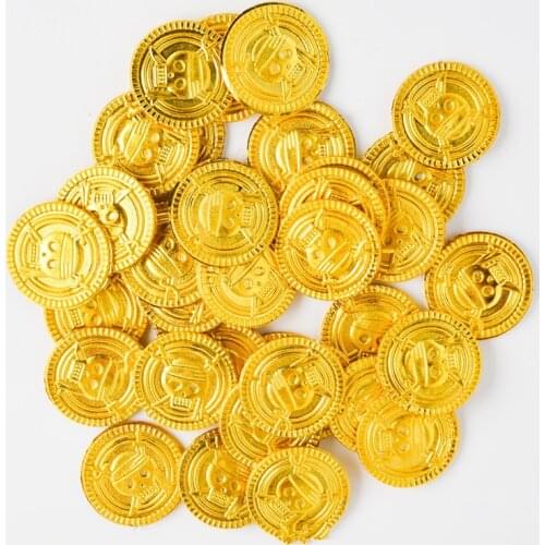 10/50pcs Gold Coins Pirate Treasure Game Halloween Play Money Pirate Party Props Kids Children Party Christmas Party Decor