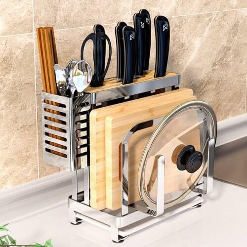 304 Stainless Steel Knife Kitchen Supplies Multi-Function Knife Racks Kitchen Knife Cutting Board Put Tool Storage Shelf Kitchen