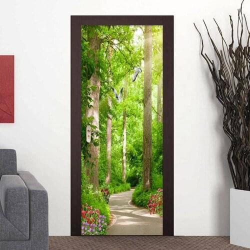 3D Wallpaper Modern Forest Sunshine Path Landscape Photo Murals Living Room Bedroom Door Sticker PVC Self Adhesive Wall Paper 3D