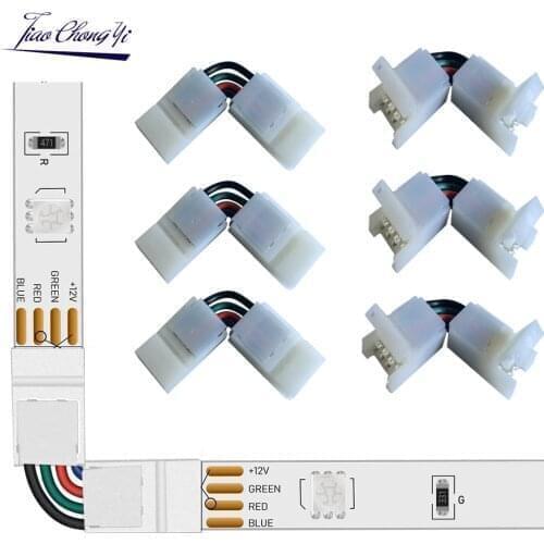 10mm 4 Pin L Shape Connector For 5050 RGB LED Strip Light 90 Degree Corner LED Strip Connectors 5pcs/pack