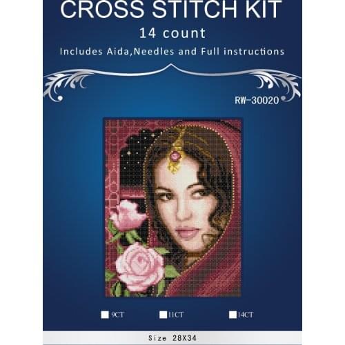 4CT 25x33 India Pretty Girl Similar DMC threads DIY Handmade Counted Cross Stitch Needlework Set Embroidery Kit