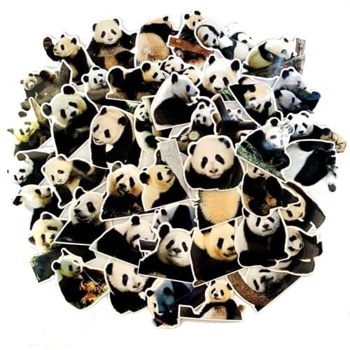 5 Sets=250PCS Panda Cute Stickers Trolley Case Guitar Electric Car Waterproof PVC Stickers