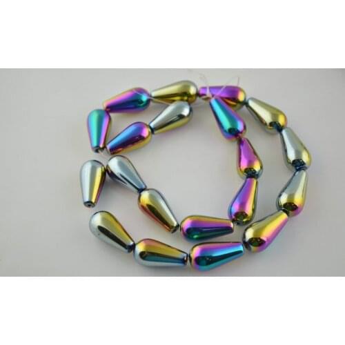 5pcs High Quality 10x20mm Rainbow And Colorful Plated Hematite Waterdrop Shape Beads Fashion Jewelry Making Beads