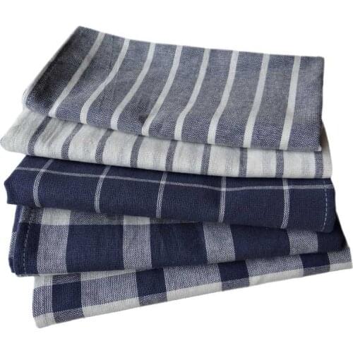 5pcs/lot Solid Color Simple Style Blue Series Yarn-dyed Cloth Napkins Tea Towels Kitchen Dishcloth Baking Food Mat 50x70cm