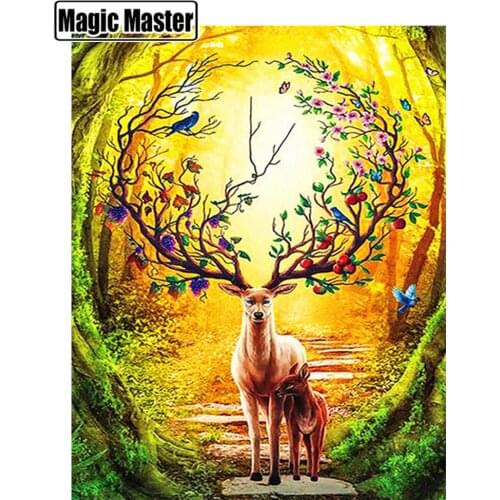 5D Diamond Painting Deer Cross Stitch Full Square Drill Diamond Embroidery Mosaic Cartoon Full Kits DIY Christmas Gift