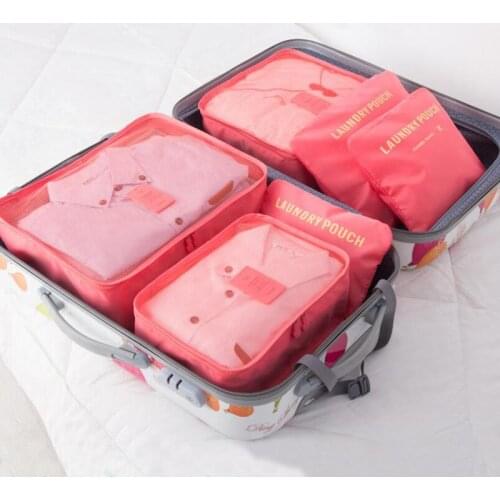 6Pcs/Set Travel Storage Bag Clothes Tidy Pouch Luggage Organizer Portable Container Underwear Shoes Hanging Storage Bag M1B