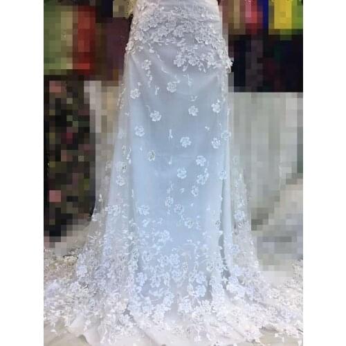 African lace fabric embroidered lace SYJ-2291 with good quality tulle mesh fabric for wedding dress