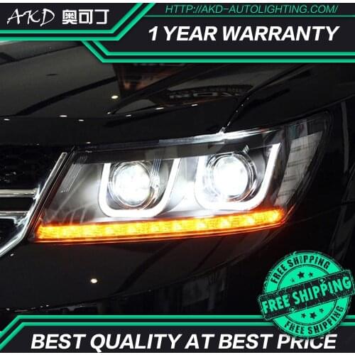 AKD tuning cars Headlight For Dodge Journey Fiat Freement Headlights LED DRL Running lights Bi-Xenon Beam Fog lights angel eyes