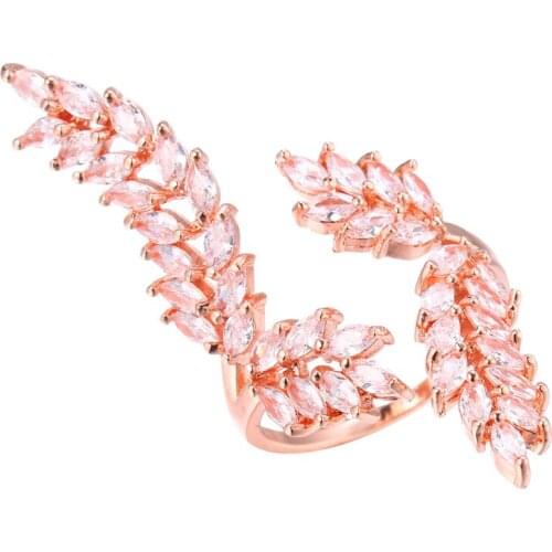 Bettyue Brand Fashion Luxury White Cubic Zircon Three Colors Leaf Shape Jewelry Rings For Woman Florid Wedding Party Gifts