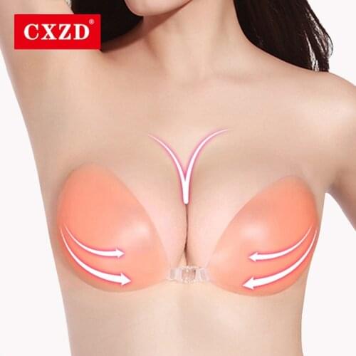 CXZD Invisible Push Up Silicone Bra Strapless Bra Stealth Adhesive Breast Enhancer Nipple Cover